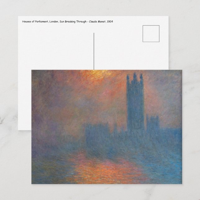 Claude Monet - House of Parliament London Vykort (Fram/baksida)