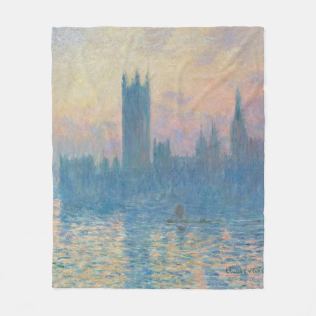 Claude Monet Houses från parlamentet Sunset Fleecefilt (Framsidan)
