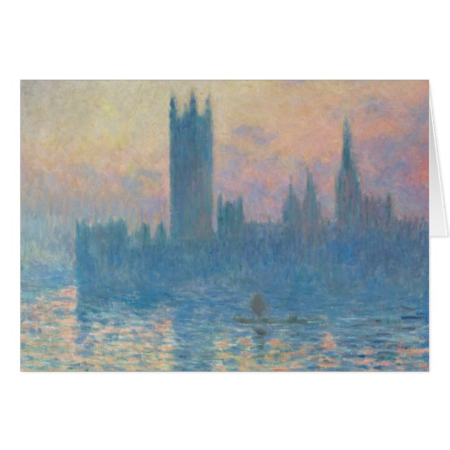 Claude Monet Houses från parlamentet Sunset Hälsningskort (Framsidan Horizontal)