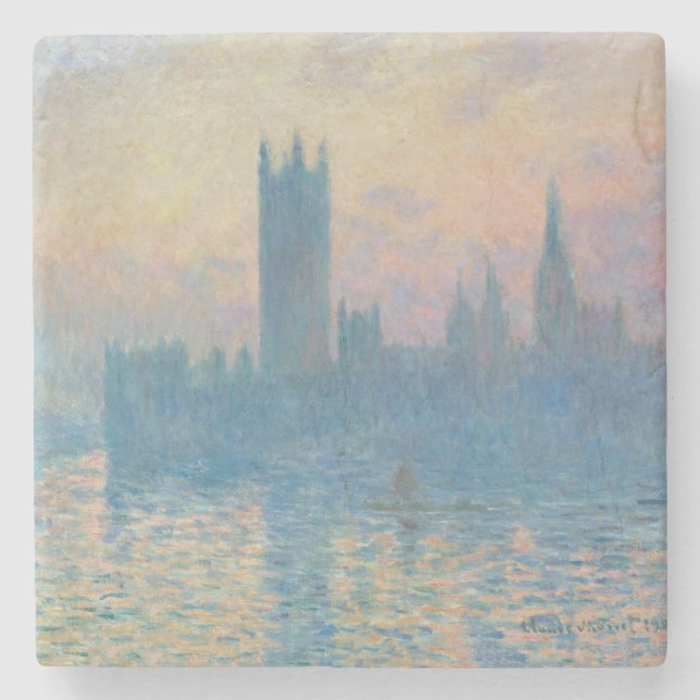 Claude Monet Houses från parlamentet Sunset Stenunderlägg (Framsidan)