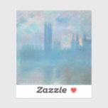 Claude Monet Houses of Parliament London. Blå Klistermärken<br><div class="desc">Claude Monet "House of Parliament,  London"-klistermärke. Blue River Thames natur och stadens imponerande inställning.</div>