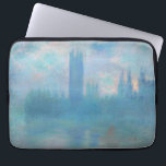 Claude Monet Houses of Parliament London. Blå Laptop Fodral<br><div class="desc">Claude Monet "House of Parliament,  London" laptop sleeve. Blålandskapskonst.</div>