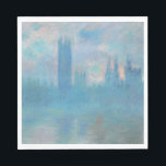 Claude Monet Houses of Parliament London. Blå Pappersservett<br><div class="desc">Claude Monet "Houses of Parliament,  London" napkins. Tryckbilskonst i det blå landskapet.</div>