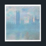 Claude Monet Houses of Parliament London. Blå Pappersservett<br><div class="desc">Claude Monet "Houses of Parliament,  London" napkins. Tryckbilskonst i det blå landskapet.</div>