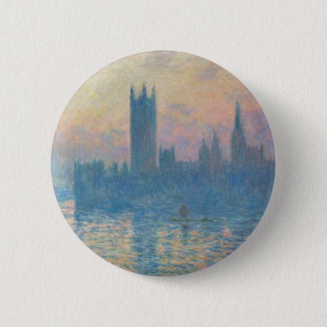 Claude Monet Houses of Parliament Solnedgång Knapp (Framsida)