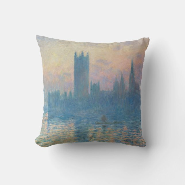 Claude Monet Houses of Parliament Solnedgång Kudde (Framsida)
