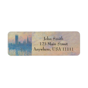 Claude Monet Houses of Parliament Solnedgång Returadress Etikett