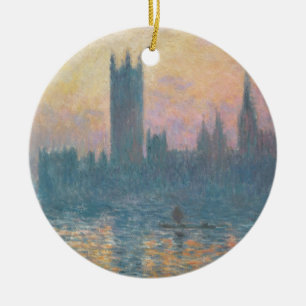 Claude Monet husen av parlamentet, solnedgång Julgransprydnad Keramik