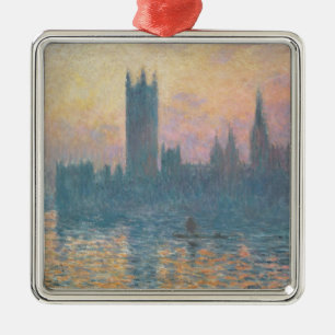 Claude Monet husen av parlamentet, solnedgång Julgransprydnad Metall