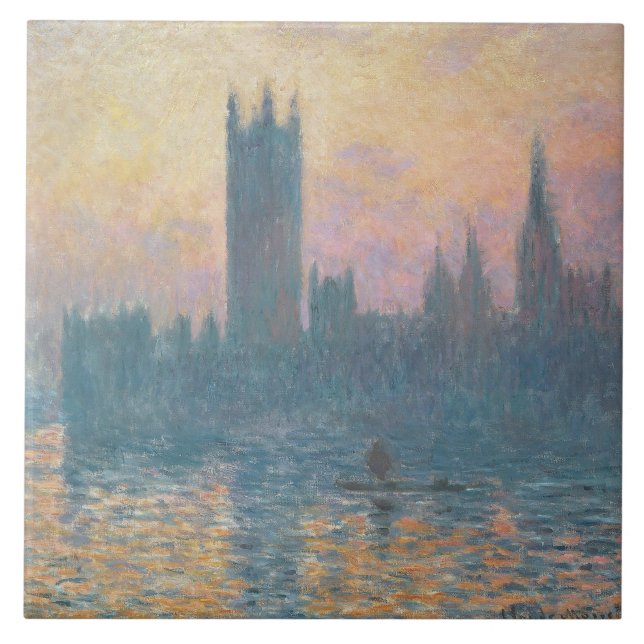 Claude Monet | husen av parlamentet, solnedgång Kakelplatta (Framsidan)