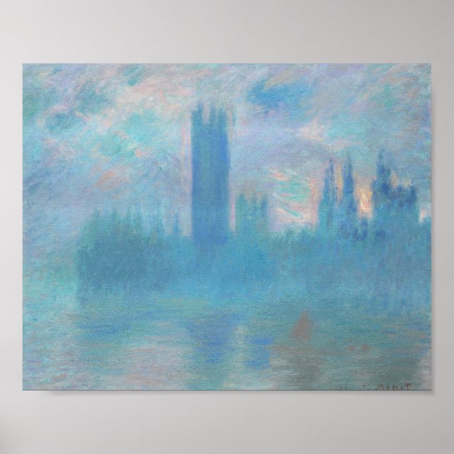 Claude Monet. Husen i parlamentet London. Blå Poster (Framsidan)