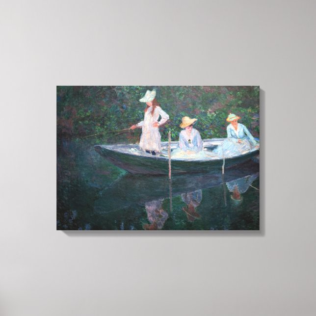 Claude Monet - I Norvegienne Boat Giverny Canvastryck (Framsida)