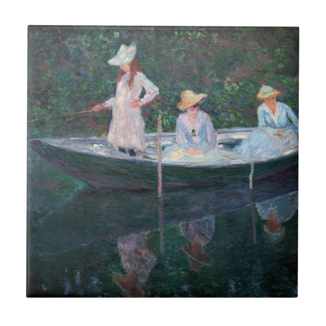 Claude Monet - I Norvegienne Boat Giverny Kakelplatta (Framsidan)