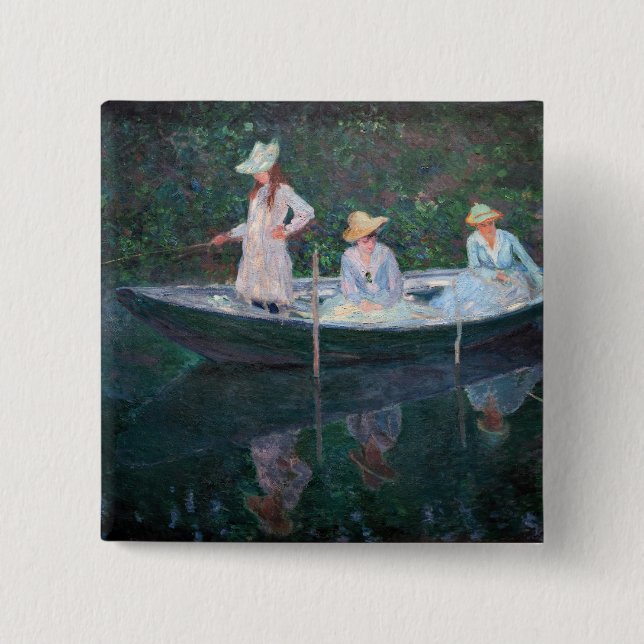 Claude Monet - I Norvegienne Boat Giverny Knapp (Framsida)