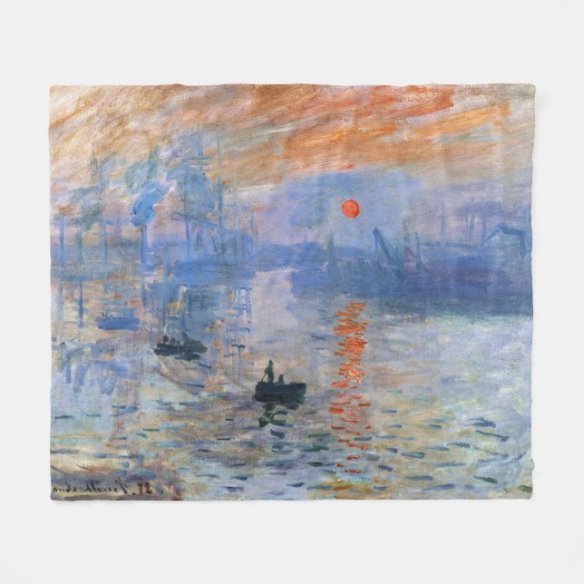 Claude Monet Impression Soluppgång 1872 Hamn Konst Fleecefilt (Framsidan (Horisontell))