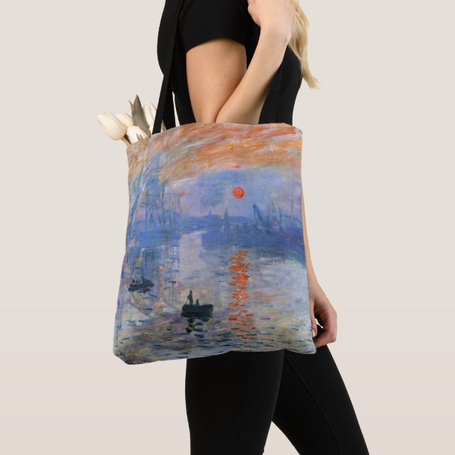 Claude Monet Impression Soluppgång 1872 Hamn Konst Tygkasse (Närbild)