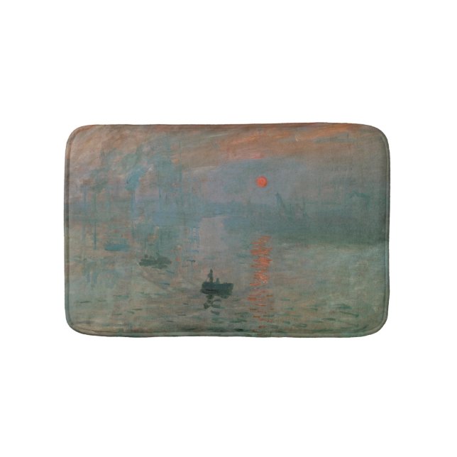 Claude Monet Impression Soluppgång Fint Konstmålni Badrumsmatta (Framsidan)