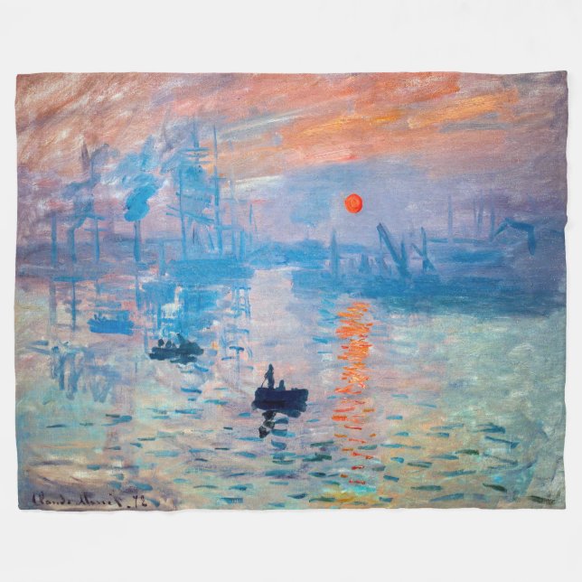 Claude Monet - Impression, Soluppgång Fleecefilt (Framsidan (Horisontell))