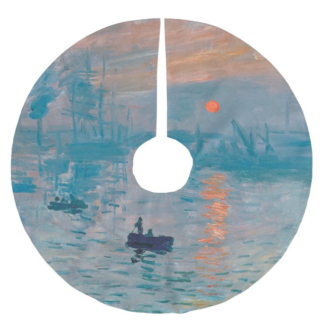 Claude Monet Impression Soluppgång Fransk Julgransmatta Borstad Polyester (Framsidan)