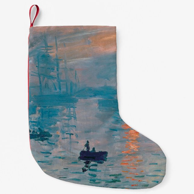 Claude Monet Impression Soluppgång Fransk Liten Julstrumpa (Framsidan)