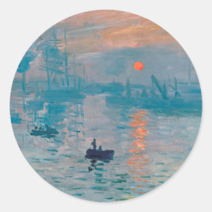 Claude Monet Impression Soluppgång Fransk Runt Klistermärke