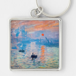 Claude Monet - Impression, Soluppgång Fyrkantig Silverfärgad Nyckelring