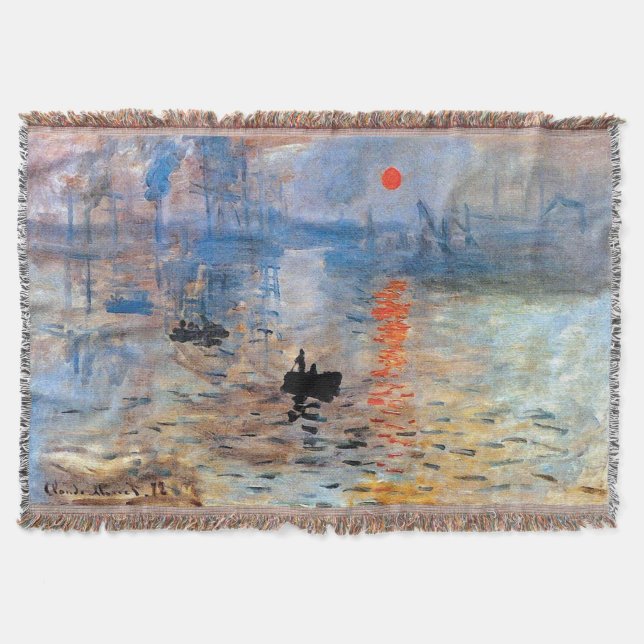Claude Monet Impression Soluppgång Poster Canvastr Filt (Framsidan)