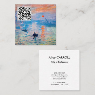Claude Monet - Impression, Soluppgång - QR-kod Fyrkantigt Visitkort