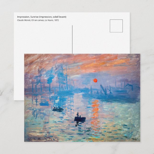 Claude Monet - Impression, soluppgång Vykort (Fram/baksida)