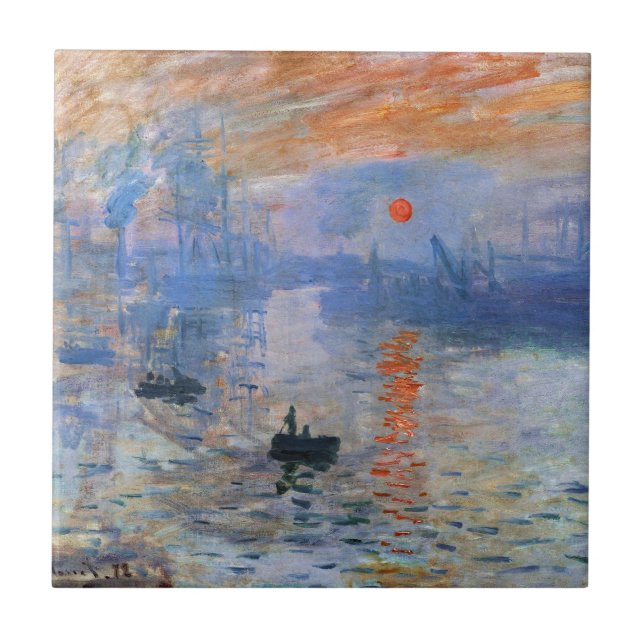 Claude Monet Impression Sunrise 1872 Hamn Konst Kakelplatta (Framsidan)