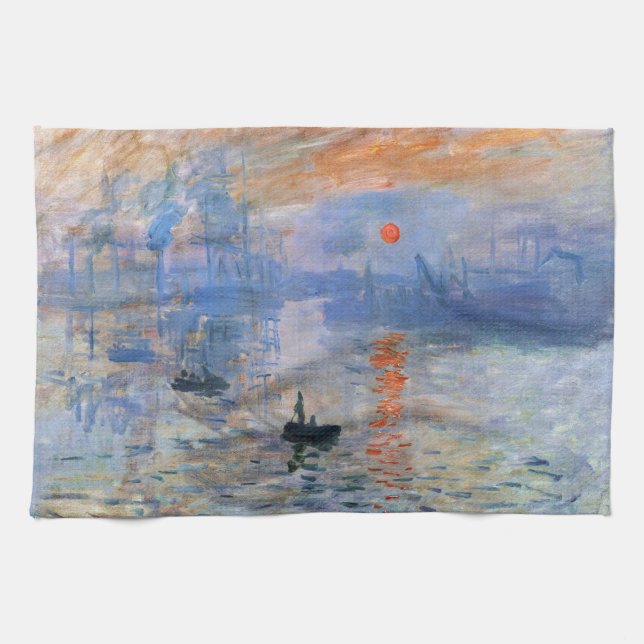Claude Monet Impression Sunrise 1872 Hamn Konst Kökshandduk (Horisontell)