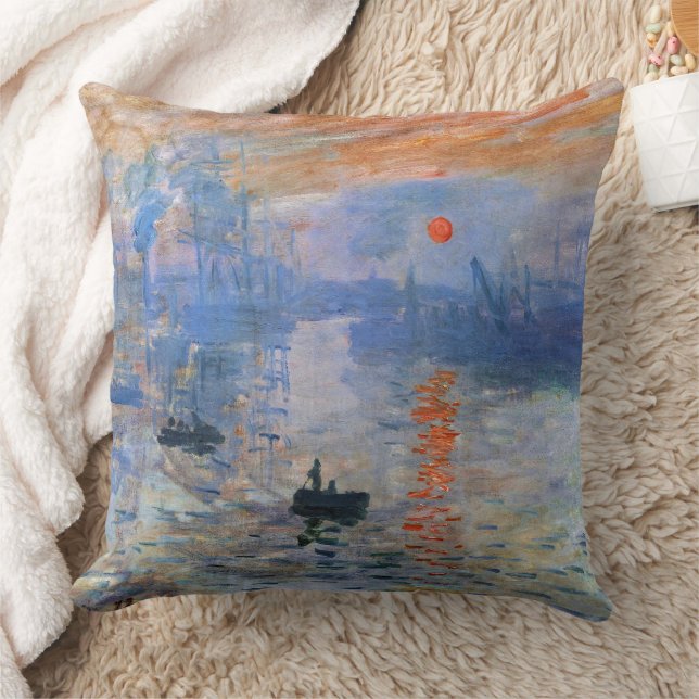 Claude Monet Impression Sunrise 1872 Hamn Konst Kudde (Filt)