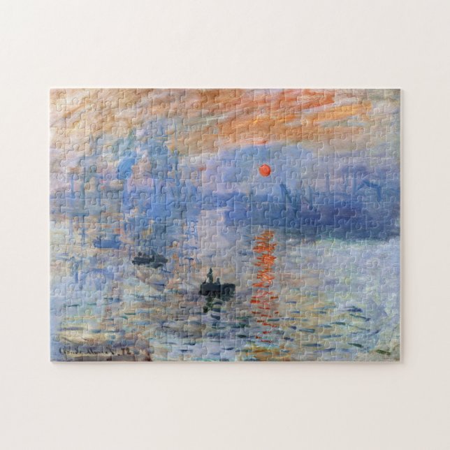 Claude Monet Impression Sunrise 1872 Hamn Konst Pussel (Horisontell)