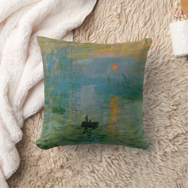 Claude Monet Impression Sunrise Fine Art Pillow Kudde (Filt)