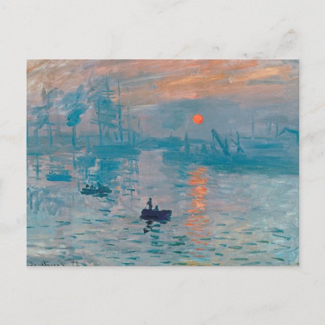 Claude Monet Impression Sunrise Fransk Vykort (Framsida)