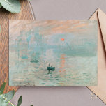 Claude Monet Impression Sunrise Painting Art Skriv Vykort<br><div class="desc">Claude Monets "Impression, Soluppgång" är ett banbrytande och inflytelserikt konstverk som gav stiga upp uttryck för "Impressionism". Målningen 1872 skildrar Le Havres hamn i soluppgång, fångar den dunkla atmosfären, vibrerande färg och lös borsfärk som kännetecknar den intsionistiska rörelsen och reflekterar Monets fascination med att fånga de fleeterande effekterna av ljus...</div>