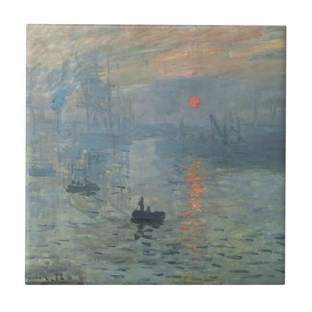Claude Monet Impression Sunrise Soleil Levant Kakelplatta (Framsidan)