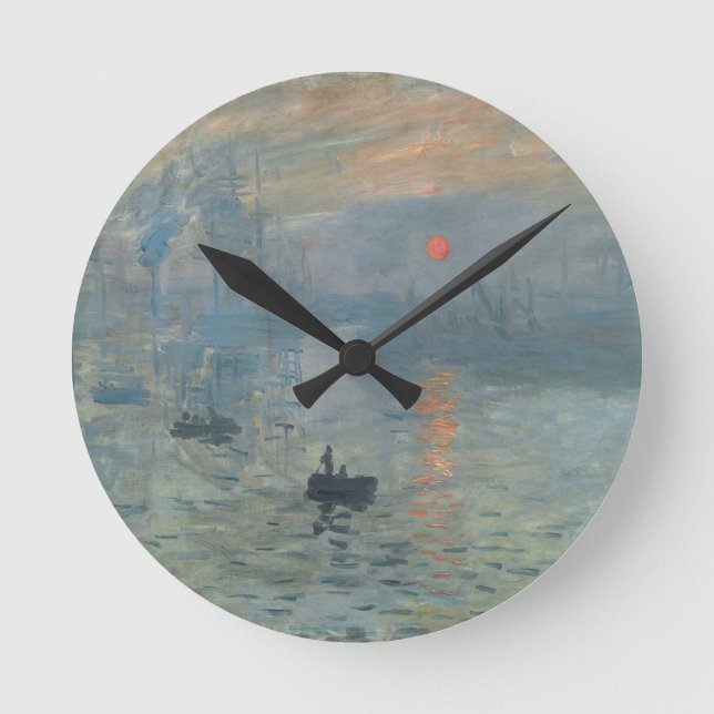 Claude Monet Impression Sunrise Soleil Levant Rund Klocka (Framsida)