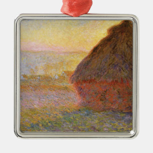 Claude Monet Impressionist Painting Graystaks I Julgransprydnad Metall