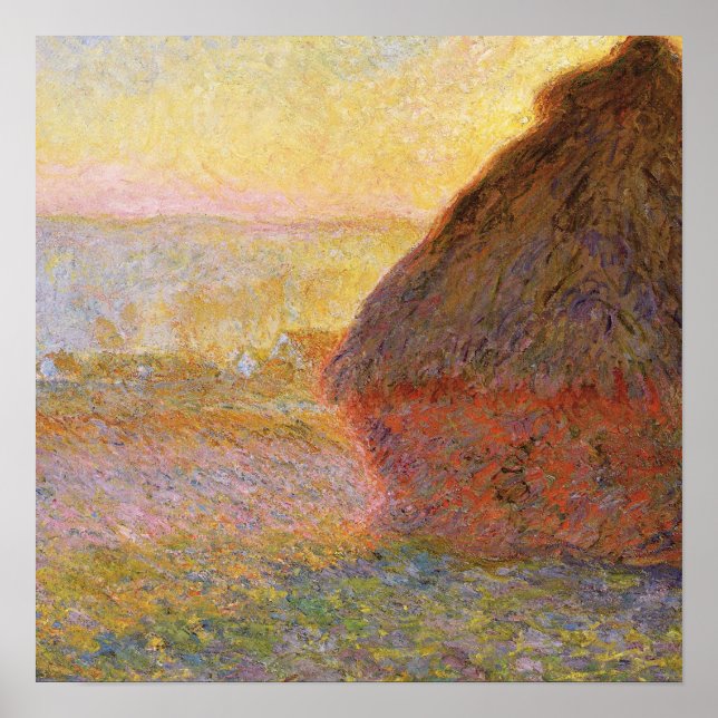Claude Monet Impressionist Painting Graystaks I Poster (Framsidan)