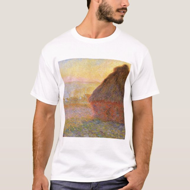Claude Monet Impressionist Painting Graystaks I T Shirt (Framsida)