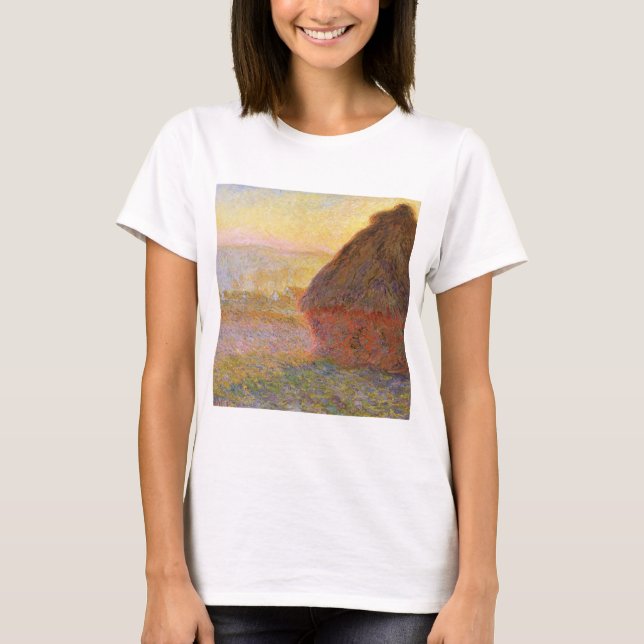 Claude Monet Impressionist Painting Graystaks I T Shirt (Framsida)