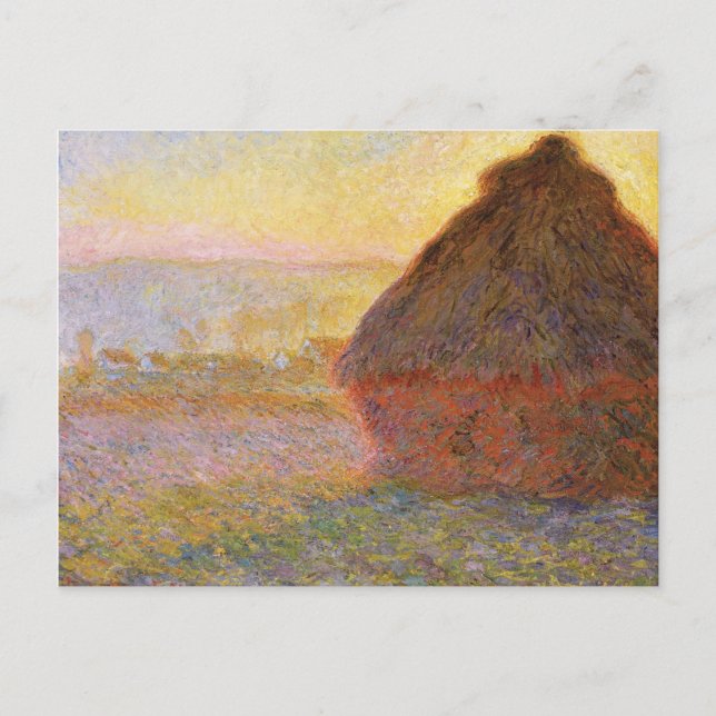 Claude Monet Impressionist Painting Graystaks I Vykort (Framsida)