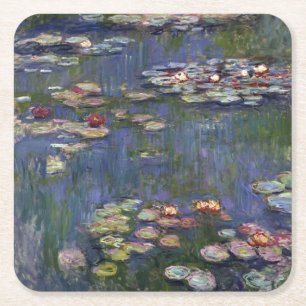 Claude Monet Impressionist Vatten Lillies Painting Underlägg Papper Kvadrat