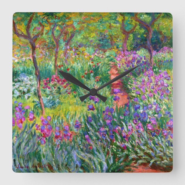 Claude Monet: Iris Garden at Giverny Fyrkantig Klocka (Framsida)