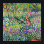 Claude Monet: Iris Garden at Giverny Fyrkantig Klocka<br><div class="desc">En färgfull klassisk väggklocka med iris-trädgården i Giverny,  som målats av den Fransk imponerande målaren Claude Monet. 






com</div>