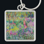Claude Monet - Iris Garden at Giverny Fyrkantig Silverfärgad Nyckelring<br><div class="desc">The Iris Garden at Giverny / The Artists Garden at Giverny - Claude Monet,  1899-1900</div>