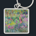 Claude Monet - Iris Garden at Giverny Fyrkantig Silverfärgad Nyckelring<br><div class="desc">The Iris Garden at Giverny / The Artists Garden at Giverny - Claude Monet,  1899-1900</div>