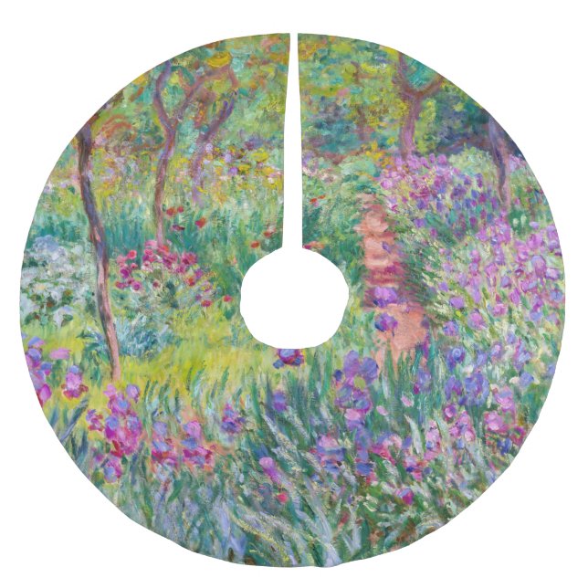 Claude Monet - Iris Garden at Giverny Julgransmatta Borstad Polyester (Framsidan)