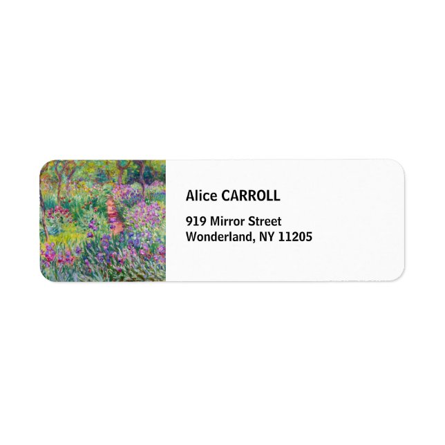 Claude Monet - Iris Garden at Giverny Returadress Etikett (Framsidan)